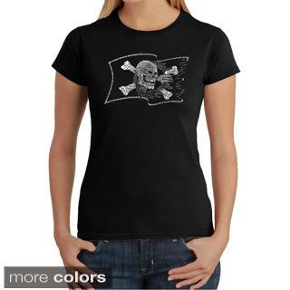 Los Angeles Pop Art Womens Pirate Flag T shirt (100 percent cotton Machine washableAll measurements are approximate and may vary by size. )