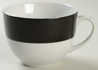 Home Banded Black Mug, Fine China Dinnerware   Black Rim,White Center,Smooth,No