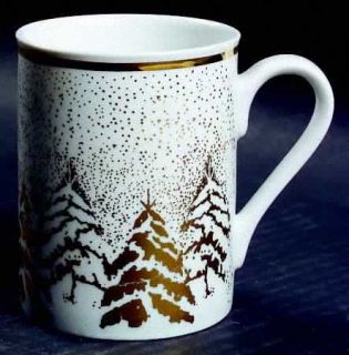 Dansk Golden Pine Mug, Fine China Dinnerware   Tapestries,Gold Trees & Snow On R