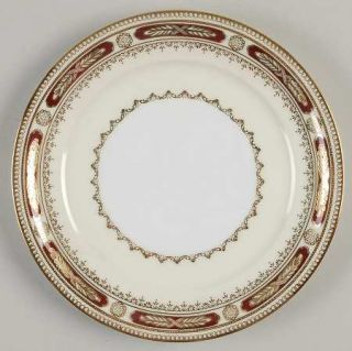 Royal Embassy Marion Salad Plate, Fine China Dinnerware   Gold Design, Maroon Cr