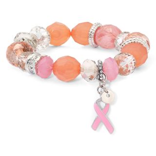 Breast Cancer Awareness Pink Bead Stretch Bracelet