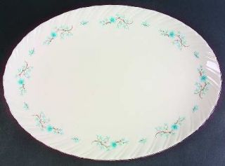 Lenox China Chanson 17 Oval Serving Platter, Fine China Dinnerware   Blue Flowe