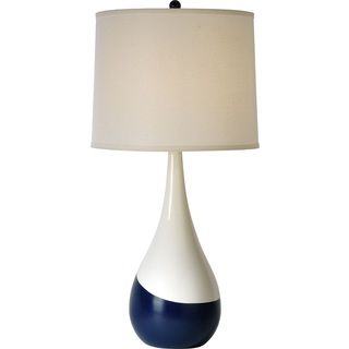 Glossy White And Navy Conversation Table Lamp