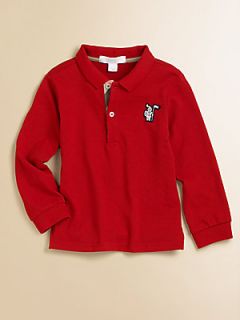 Burberry Toddlers Long Sleeve Pique Polo/Red   Military Red