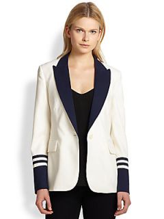 Equipment Anais Lightweight Wool Blazer   Bright White Peacoat