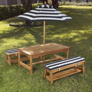 KidKraft Outdoor Table & Chair Set with Navy Cushions Multicolor   00106