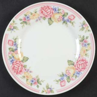 China Pearl Jubilee Salad Plate, Fine China Dinnerware   Pink Band,Multicolorflo