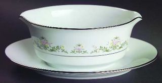 Noritake Early Spring Gravy Boat with Attached Underplate, Fine China Dinnerware