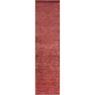 Candice Olson Hand knotted Red Light House Geometric Wool Rug (26 X 10)