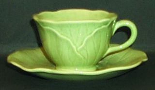 Metlox   Poppytrail   Vernon Lotus Jade Green Footed Cup & Saucer Set, Fine Chin