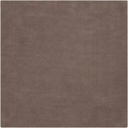 Hand crafted Solid Brown Casual Ridges Wool Rug (99 Square)