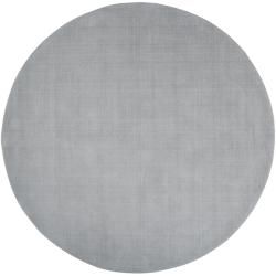 Hand crafted Solid Grey/blue Ridges Wool Rug (99 Round)