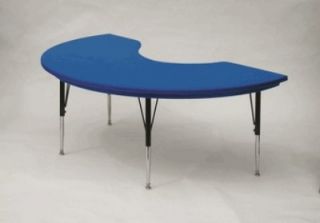 Correll Free Standing Activity Table, Adjust to 30 in, Kidney Shape, 48 x 72 in, Blue