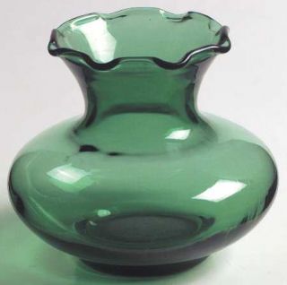 Anchor Hocking Forest Green Crimped Bud Vase   Forest Green,Glassware 40S 60S