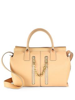 Chloe Smooth and Pebble Leather Shoulder Satchel   Blond