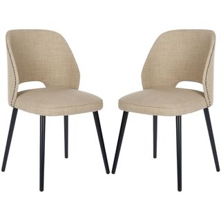 Safavieh Retro Nail Head Straw Velvet Blend Side Chairs (set Of 2)