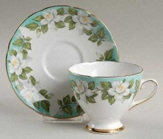 Gladstone Montrose Footed Cup & Saucer Set, Fine China Dinnerware   Turquoise Ed