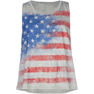 Allover Flag Girls Muscle Tank Heather Grey In Sizes X Large, Large,