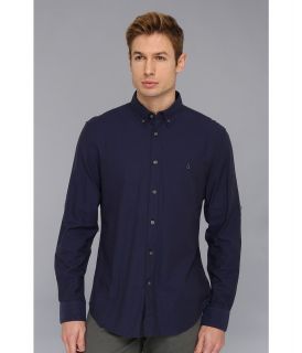 John Varvatos Star U.S.A. Slim Fit Roll Sleeve Peace Sign Sport Shirt Mens Long Sleeve Button Up (Blue)