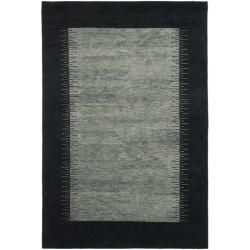 Hand knotted Gabeh Solo Grey/ Black Wool Rug (6 X 8)