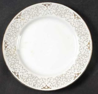 Rose (Japan) Ashford Salad Plate, Fine China Dinnerware   Gold & Gray Scrolls