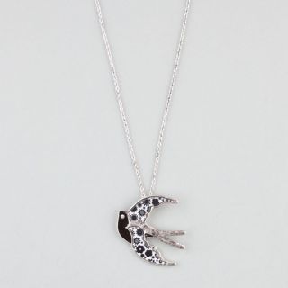 Flower Bird Necklace Black/White One Size For Women 233889125