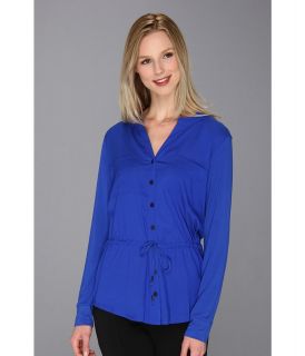 Calvin Klein Drawstring Rayon Spandex Top Womens Blouse (Blue)