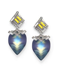 Alexis Bittar Lucite & Crystal Deco Pear Drop Earrings   Blue