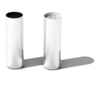 Service Ideas Salt & Pepper Shakers, Cylindrical w/ Colored Tops, 1.25 x 3.5 in, Mirror Finish