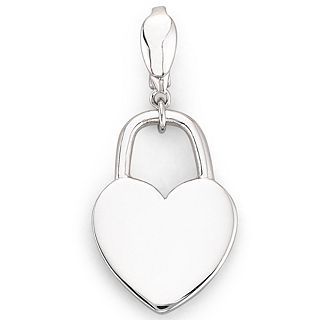 Silver Heart Lock Charm, Womens