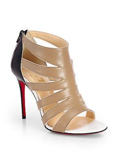 Christian Louboutin Beauty Leather Sandal Ankle Boots   Beige