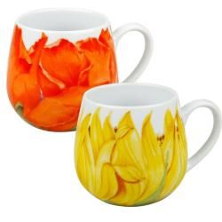 Konitz Poppy And Sunflower Blossoms Snuggle Mugs (set Of 2)