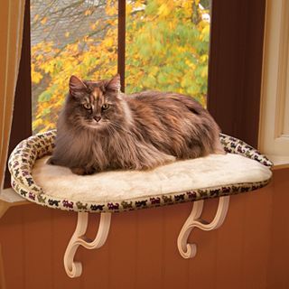 Kitty Sill Deluxe Cat Window Perch with Bolster, Tan