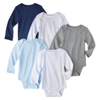 Circo Infant Boys 5 Pack Long sleeve Bodysuit   White/Blue/Grey 6 M