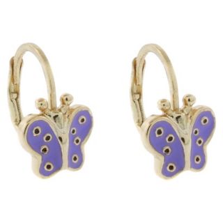 Lily Nily 18k Gold Overlay Enamel Butterfly Leverback Earrings   Lavender