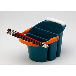 Martin Universal Design Mijello Divided Brush Bucket (BlueMaterials PlasticPackage includes one (1) brush bucketHandle folds down to hold and protect brushesThree compartments for versatile cleaning and mixingSpace for fabric dabber (not included)Two lit
