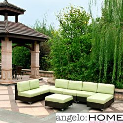 Angelohome Napa Springs Apple Green 6 Piece Indoor/outdoor Wicker Furniture Set