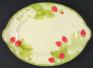 Franciscan Strawberry Fair 14 Oval Serving Platter, Fine China Dinnerware   Emb