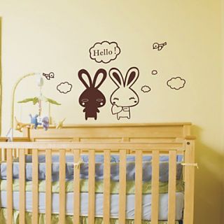 Cartoon Rabbit Greeting Wall Stickers