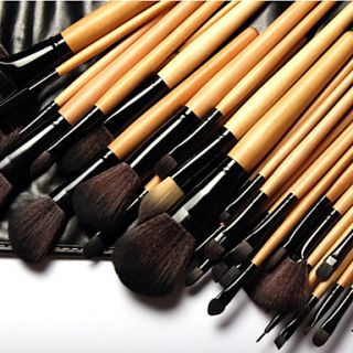 32Pcs Professional Makeup Brush Set Synthetic Hair Natural Timber with Black Strappwithg Bag