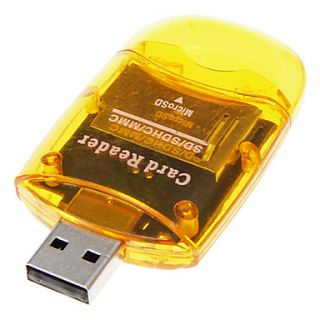 Mini USB 2.0 Memory Card Reader (Orange)