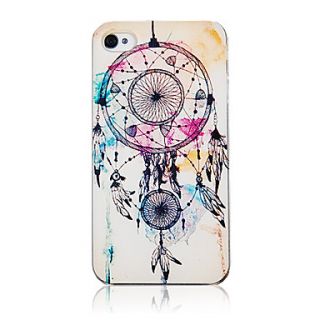 Fashion Three Net And Feather Pattern Transparent Frame Back Case for iPhone 4/4S