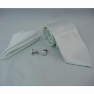 Fashion Mens Casual Solid Color Necktie Cufflinks Kerchief Set(Width10CM)