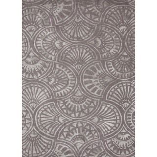 Hand tufted Transitional Gray Wool/ Silk Rug (5 X 8)