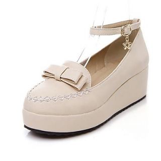 Faux Leather Womens Heels with Bowknot Creepers Shoes (More Colors)