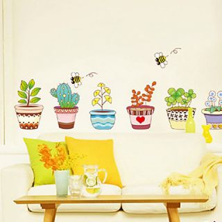 Cute Cartoon Colorful Pot Plants Window Stickers
