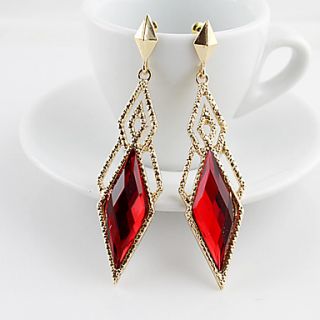 Kayshine Red Diamond Lattice Shape Earrings