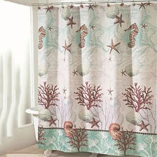 Shower Curtain Mediterranean Style Sea Print W79 x L74