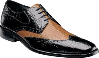 Mens Stacy Adams Amato 24823   Black/Butterscotch Leather Wing Tips