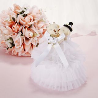 Music Box Wedding Ring Pillow with Ribbon and Flowers